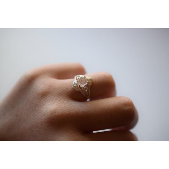 Uncut Diamond Engagement Ring, Rough Raw Diamond Wedding Band, Sterling Silver - Picture 2 of 3